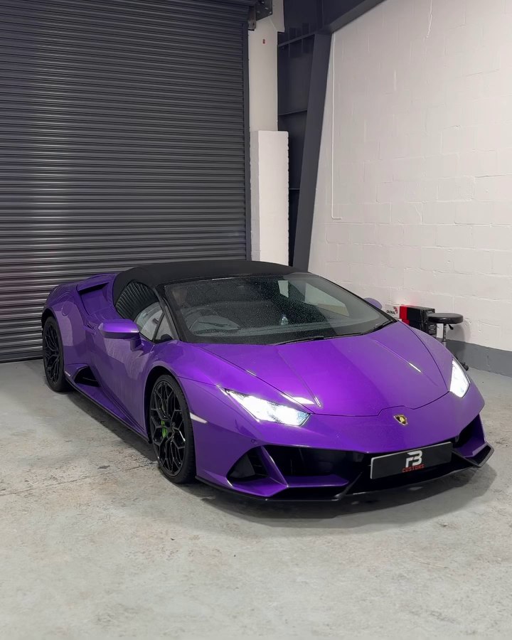 Purple Lamborghini inside the FB CUSTOMS workshop